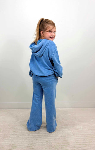Girls Oversized Mineral Wash Hoodie - Denim Blue - Shop Hidden Treasure Boutique