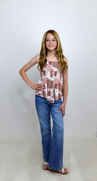 Girls Peplum Smocked Tank Top - Shop Hidden Treasure Boutique