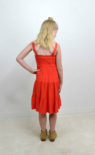Girls Red Smocked Dress - Shop Hidden Treasure Boutique
