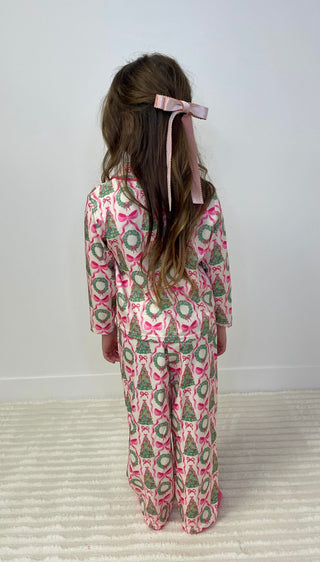 Girls Satin Christmas Lounge Set - Shop Hidden Treasure Boutique