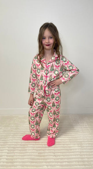 Girls Satin Christmas Lounge Set - Shop Hidden Treasure Boutique