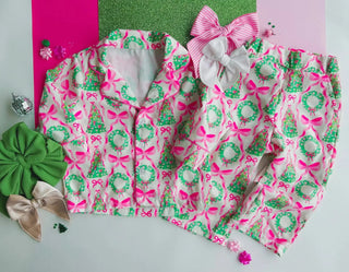 Girls Satin Christmas Lounge Set - Shop Hidden Treasure Boutique