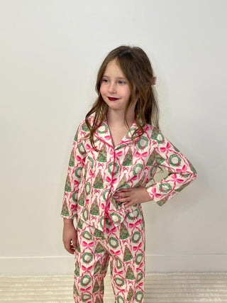 Girls Satin Christmas Lounge Set - Shop Hidden Treasure Boutique