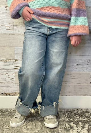 Girls Wide Leg - Light Wash - Shop Hidden Treasure Boutique
