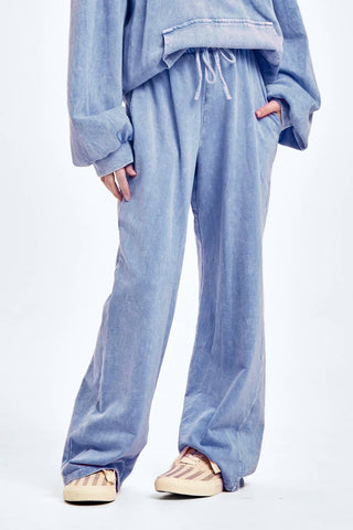 Girls Wide Leg Sweatpants - Denim Blue - Shop Hidden Treasure Boutique