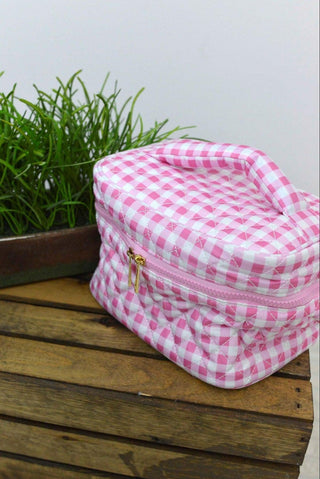 Grab & Go Gingham Makeup Bag - Shop Hidden Treasure Boutique