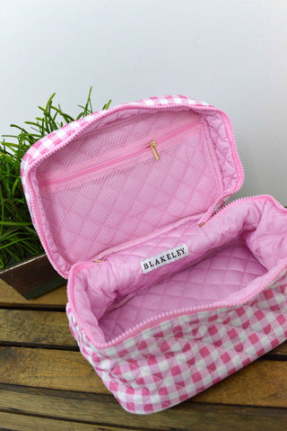 Grab & Go Gingham Makeup Bag - Shop Hidden Treasure Boutique