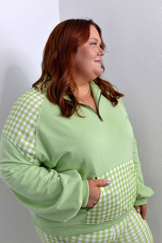 Green Gingham Pullover - Shop Hidden Treasure Boutique