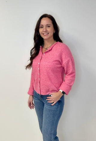 Hannah Classic Cardigan - Barbie - Shop Hidden Treasure Boutique