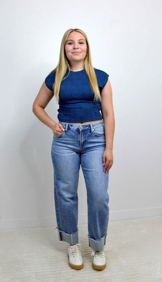 Harley Cap Sleeve Top - Denim - Shop Hidden Treasure Boutique