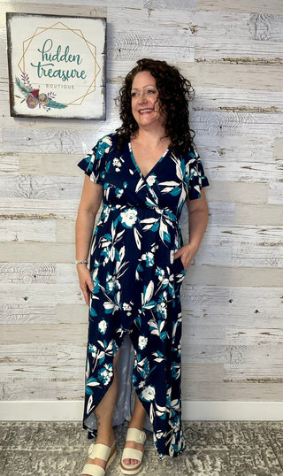 Harley Hi - Lo Navy Floral Dress - Shop Hidden Treasure Boutique