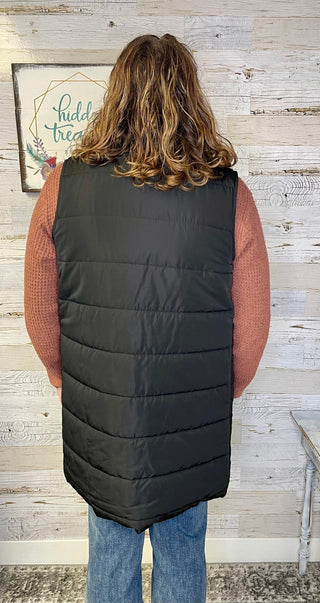 Harlow Long Vest - Black - Shop Hidden Treasure Boutique