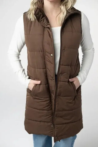 Harlow Long Vest - Brown - Shop Hidden Treasure Boutique