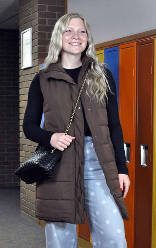 Harlow Long Vest - Brown - Shop Hidden Treasure Boutique