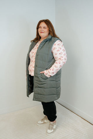 Harlow Long Vest - Grey - Shop Hidden Treasure Boutique