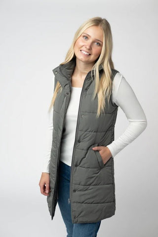 Harlow Long Vest - Grey - Shop Hidden Treasure Boutique