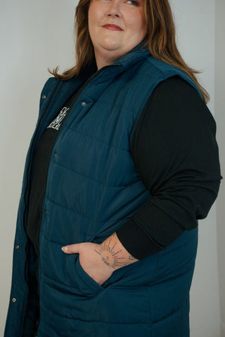 Harlow Long Vest - Navy - Shop Hidden Treasure Boutique