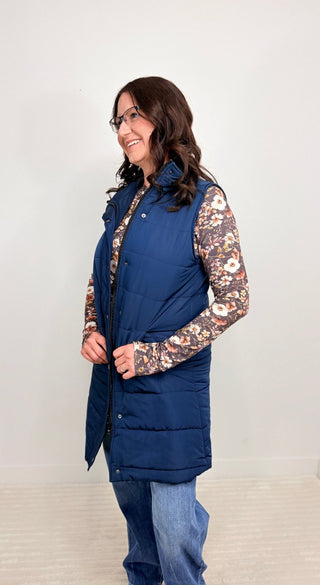 Harlow Long Vest - Navy - Shop Hidden Treasure Boutique