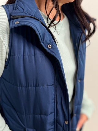 Harlow Long Vest - Navy - Shop Hidden Treasure Boutique