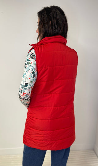 Harlow Long Vest - Red - Shop Hidden Treasure Boutique
