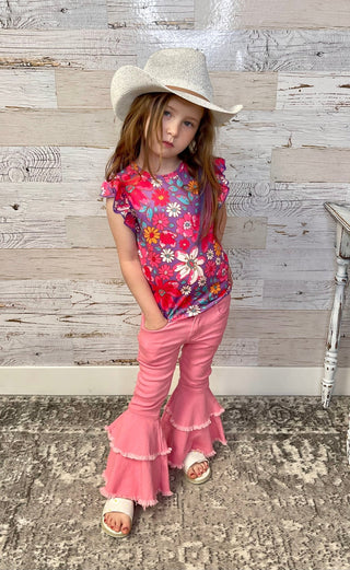 Hawaiian Floral Ruffle Tee - Shop Hidden Treasure Boutique
