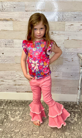 Hawaiian Floral Ruffle Tee - Shop Hidden Treasure Boutique