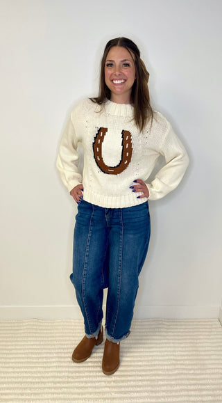 Horseshoe Vanilla Frost Sweater - Shop Hidden Treasure Boutique