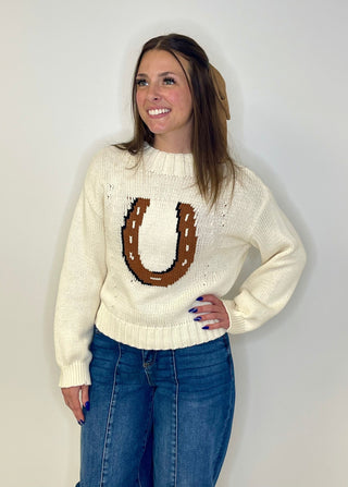 Horseshoe Vanilla Frost Sweater - Shop Hidden Treasure Boutique