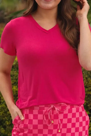 Hot Pink Basic Tee - Shop Hidden Treasure Boutique
