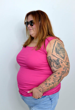 Hot Pink Ribbed Tank - Shop Hidden Treasure Boutique