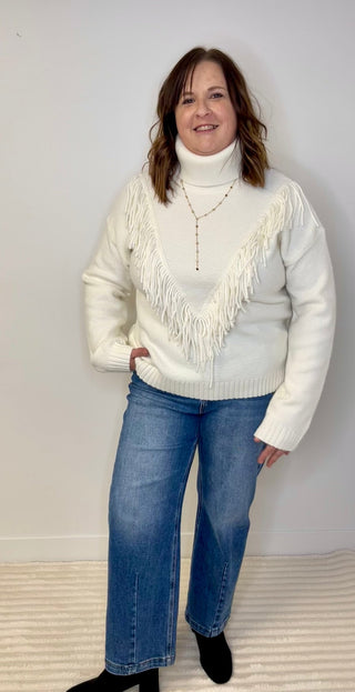 Ivory Fringe Sweater - Shop Hidden Treasure Boutique