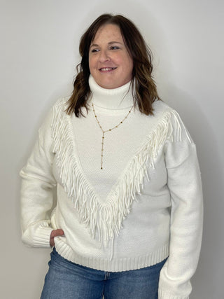 Ivory Fringe Sweater - Shop Hidden Treasure Boutique