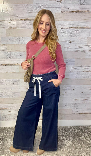 Jersey Wide Leg Pants - Shop Hidden Treasure Boutique
