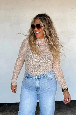 Jolie Lace Thumbhole Top - Shop Hidden Treasure Boutique