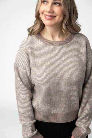 Josie Crew Sweater - Mocha - Shop Hidden Treasure Boutique