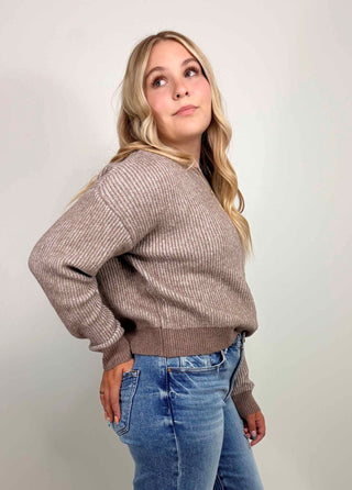 Josie Crew Sweater - Mocha - Shop Hidden Treasure Boutique