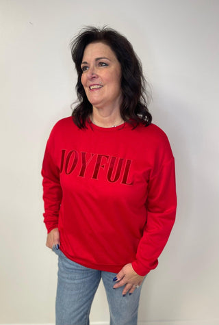 Joyful Velvet Patch Pullover - Shop Hidden Treasure Boutique