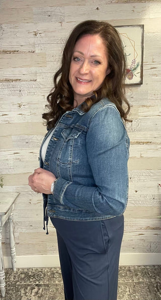 Julia Dark Wash Denim Jacket - Shop Hidden Treasure Boutique