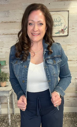 Julia Dark Wash Denim Jacket - Shop Hidden Treasure Boutique