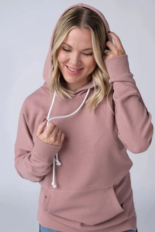 Kacey Ribbed Hoodie - Rose - Shop Hidden Treasure Boutique