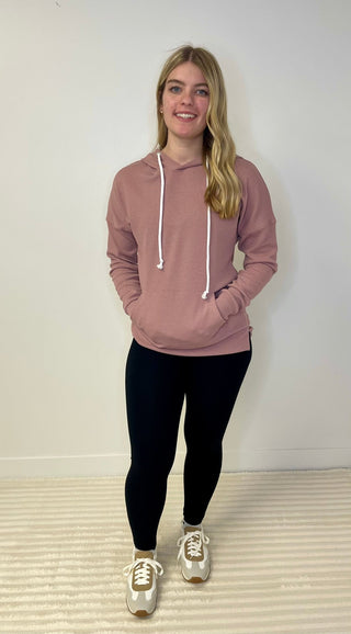 Kacey Ribbed Hoodie - Rose - Shop Hidden Treasure Boutique
