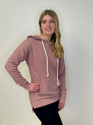 Kacey Ribbed Hoodie - Rose - Shop Hidden Treasure Boutique