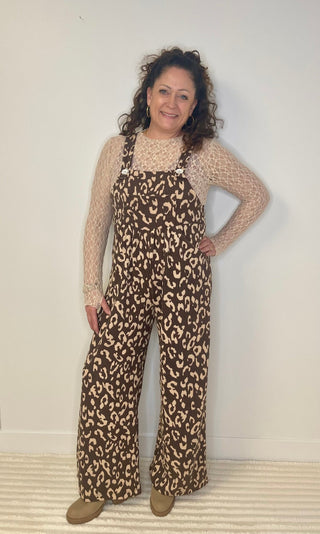 Karli Leopard Overalls - Shop Hidden Treasure Boutique