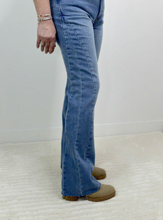 Kelly Kick Flare Medium Wash Jeans - Shop Hidden Treasure Boutique