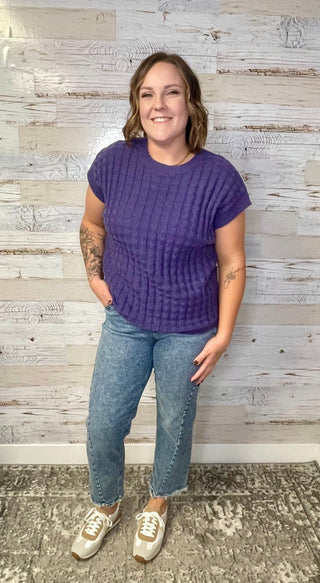 Kelly Knitted Top - Slate Purple - Shop Hidden Treasure Boutique