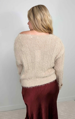 Kendra Fuzzy Taupe Sweater - Shop Hidden Treasure Boutique