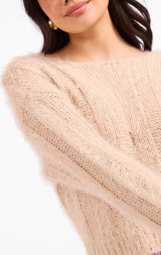 Kendra Fuzzy Taupe Sweater - Shop Hidden Treasure Boutique