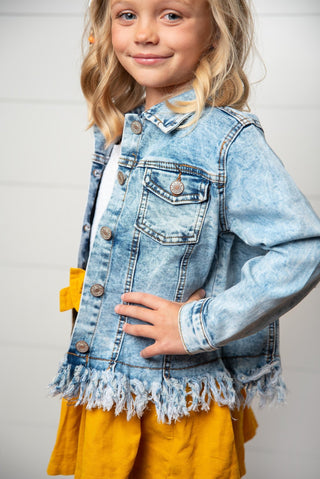 Kids Faded Fringe Jacket - Shop Hidden Treasure Boutique