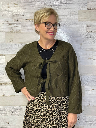 Knotted Crop Cardigan - Shop Hidden Treasure Boutique