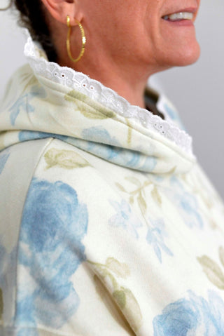 Lace Floral Hoodie Pullover - Shop Hidden Treasure Boutique